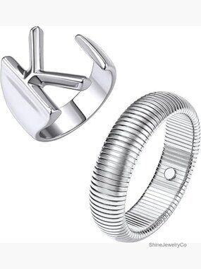 Initial K Ring Stretch Bangle Bundle Flexible Wide Wristband Bracelets Letter